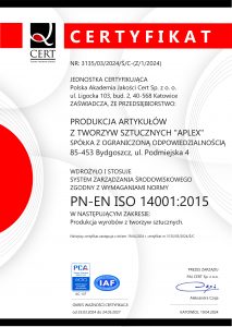 Certyfikat 14001:2015