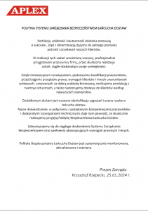 Polityka systemu zarzadzania bezpieczeństwem łańcucha dostaw